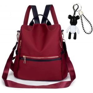 KALANKA-Sac &agrave; Dos Femme Antivol, 3 en 1, Petit Sac a Dos Antivol Femme, Sac &agrave; Dos &Eacute;l&eacute;gant et L&eacute;ger, Mini Sac a Main Femme, L&eacute;Ger Sac Dos de Ville pour Voyages, Id&eacute;al pour Voyage, Travail (Rouge) - Neuf