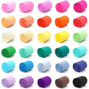 MEVRONISSHOP-Papier Cr&eacute;pon 30 Couleurs, Serpentins Color&eacute;s, Bandes D&eacute;coratives pour Mariage, F&ecirc;te D'anniversaire, No&euml;l (5cm*10m) - Neuf