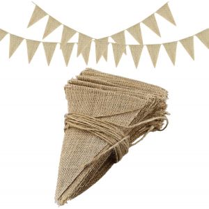 Kyaoayo-Lot De 48 Fanions En Toile De Jute De 15 M, Drapeaux Triangulaires Rustiques, Fanions En Toile De Jute, Pour Décorations De Mariage Rustiques, Décorations D'extérieur - Neuf