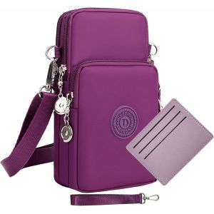 KALANKA-Pochette Telephone Portable Femme Bandouliere Sac Téléphone Portable Femme Bandoulière Portefeuille Sacoche Telephone Portable Femmes Bandoulière Réglable Running Armbag (Rose - Neuf
