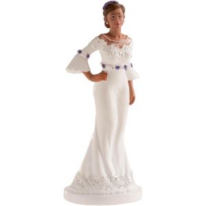 Sansh-- Figurine De Mariage Femme Fleur Lilas 16 Cm - Décoration Élégante Pour Gâteau De Mariage - Résine De Qualité - Idéal Pour Gâteau De Mariage, Cérémonie, Fête, Cadeau - Neuf
