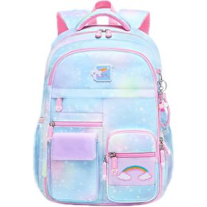 Cartable Fille Primaire,Sac a dos Enfants Fille 40 x 30 x 17 cm,Joli Cartable à Compartiments pour Fille,Enfant,étudiants de L'école élémentaire,Bleu - Neuf