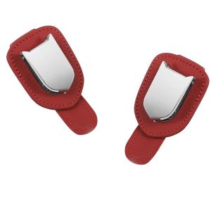 (2 Pack Rouge) Voiture Universelle des Lunettes de Titulaire, Voiture Pare-Soleil Lunettes de soleil Clip à Lunettes en Cuir Titulaire de Billet et de la Carte de Clip - Neuf