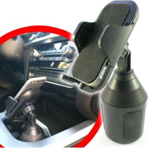 Support Voiture Porte-Gobelet T&eacute;l&eacute;phone Portable Smartphone Universel p.e. Compatible avec Samsung S25 S24 S23 A56 A55 A36 A26 pour iPhone 17 16 15 14 13 FE Plus Ultra Lite Pro - Neuf
