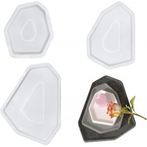 Lot De 3 Moules En Silicone Avec Bord Polygone Dessous De Verre Plateau En R&eacute;sine, Moules En Silicone Coul&eacute;e De R&eacute;sine Polygone, Moules De Coul&eacute;e En R&eacute;sine Pour Accessoires De Bricolage - Neuf