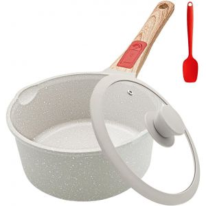 Subzonal-Casserole 20cm Antiadh&eacute;sive Avec Couvercle, 2.5l Casserole Avec Poign&eacute;e D&eacute;tachable, R&eacute;sistant Au Four Et Au Lave Vaisselle, Pot &Agrave; Lait Avec Bec Verseur (Blanc) - Neuf