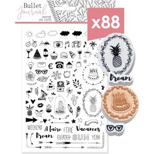 KALANKA-- 88 Tampons Bullet Journal « Evènements » - Kit Tampons Variés : Météo, Activités, Vacances, Weekends, Voyages - Accessoires Bullet Planner, Agenda - 03913 - Neuf