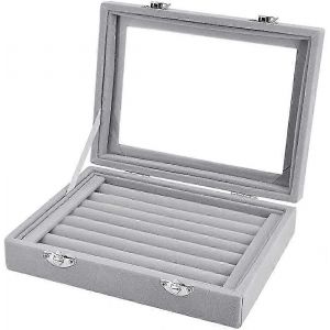 Bo&icirc;te De Rangement D'anneaux 7 Fentes S&eacute;parateur De Plateau De Bijoux En Velours&eacute;tui De Rangement De Boucles D'oreilles Verrouillablehol - Neuf