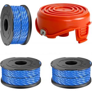 SUBZONAL-Bobine de fil pour débroussailleuse Black & Decker A6441 avec capuchons A6442-XJ, compatible avec GL315, GL337, GL350, GL650, GL651, GL652, GL653, GL655, GL656, GL660, GL670, GL680, GL5530 ( - Neuf
