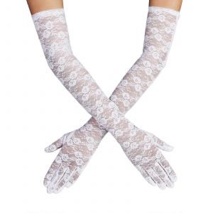 Les Femmes Du Coude Longueur De Long En Dentelle De Mariée Gants Pour Les Mariages, Les Événements Officiels, De Couleur Blanche, Ajustement Élastique, Design Élégant - Neuf