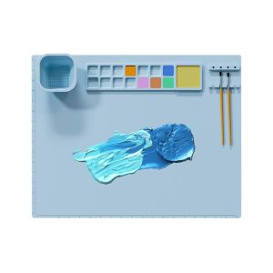 Planche &Agrave; Dessin Et Tapis De Peinture En Silicone Avec Porte-Gobelet Et Porte-Pinceaux - Neuf