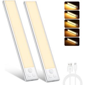 Lampe Placard, Eclairage Led Rechargeable Usb Interieur Placard, Sans Fil, Magn&eacute;tique, Dimmable Lampe Led Detecteur Mouvement, Lumi&egrave;re Led Pour Armoire Escalier Cuisine Couloir - Neuf