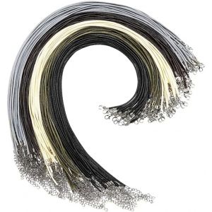 Kales-Corde Pour Collier 50 Pièces Cordon Collier De Cire De Coton Cordon En Cuir Tressé Avec Fermoir De Homard Et Et Chaîne Cordon Collier Pour Pendentif Femme (5 Couleurs) - Neuf