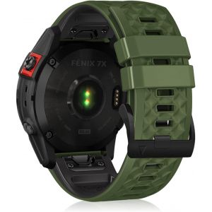 26Mm Quickfit Silicone Bracelet Pour Garmin Tactix 8 51Mm/Enduro 3/2/1/Descent Mk3I/Mk2I/Mk2/Mk1, Sport Bracelets Pour Garmin Fenix 8 51Mm/7X Pro Solar/7X/6X/6X Pro/5X/5X Puls - Vert/Noir - Neuf
