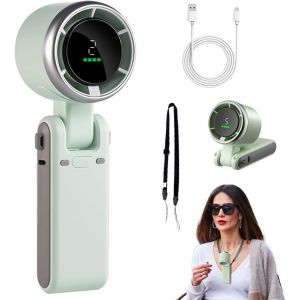 Mini Ventilateur À Main, Pliable, Portable Avec Cordon, Écran Led, 5 Vitesses, Batterie Rechargeable 3600 Mah, Petit Ventilateur Pliable Pour Extérieur, Bureau, Voyage, Camping, Éc[VEN751023] - Neuf