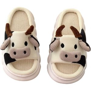 Kalanka-Chaussons Femme Homme Pantoufles De Vache Hiver Chaude Peluche Fourrure Confortable Cartoon Animaux Chaussures Doublure Antidérapantes Intérieur/Extérieur - Neuf