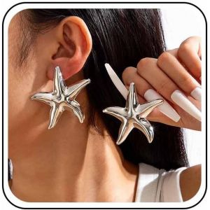 Kal-Boucles D`Oreilles Boho Grandes Étoiles De Mer Boucles D`Oreilles Pendantes Étoile De Mer Dorées Boucles D`Oreilles Étoiles De Mer En Métal Boucles D`Oreilles Exagérées Grandes Étoiles - Neuf
