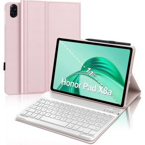 Clavier pour Honor Pad X8a Tablette 11'' 2024, AZERTY Français Clavier Bluetooth sans Fil, Intelligent Housse pour Honor Pad X8a 11 Pouce Rose - Neuf