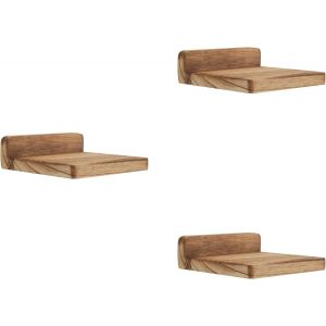 CAUC-Lot de 3 Mini &eacute;tag&egrave;res murales flottantes carr&eacute;es en Bois de Style Compact pour Petits Objets, &eacute;tag&egrave;re Murale &agrave; Suspendre pour Chambre &agrave; Coucher, Salon, 12,7 x 10 x 4 cm (Noir carbonis&eacute;) - Neuf