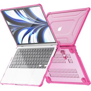 Coque Compatible avec MacBook Air 13,6 2025/2024/2022 Coque de Protection Rigide &agrave; Clipser avec b&eacute;quille, mod&egrave;le A3240 M4 / A3113 M3 / A2681 M2, Transparente, r&eacute;sistante aux Chocs &iquest;Rose - Neuf