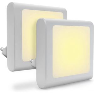 Veilleuse Avec Capteur Crépusculaire, [2 Pièces] Luminosité Réglable Economie D'énergie 0,5w Veilleuse Prise Enfant Pour Chambre Bébé, Chambre D'enfant, Chambre À Coucher, Cuisine, Blanc Chaud - Neuf