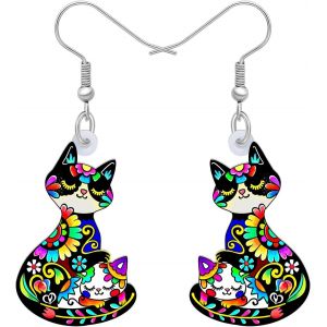 Kal-Acrylique Boucles D`Oreilles Mignon Chat Chaton Dangle F&ecirc;te Des M&egrave;res Chat Cadeaux Pour Femmes Filles Bijoux - Neuf