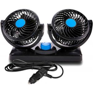 Ventilateur de voiture de voiture,ventilateur de voiture 12V 360 degrés rotatif ventilateur d'air de voiture électrique ventilateur d'air de refroidissement cigarette - Neuf