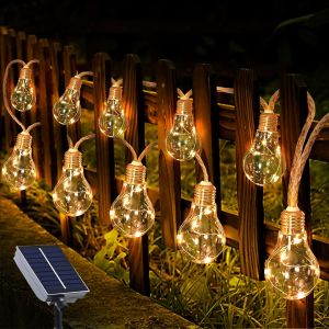 Guirlande Lumineuse Solaire D'extérieur - 3,5 M - 10 Led - 8 Modes - Étanche Ip65 - Blanc Chaud - Éclairage Pour Fête, Jardin, Cour, Balcon - Neuf