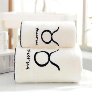 70*140 Cm Grande Serviette De Bain Constellation Douce Doux Absorbant Brodé Salle De Bain Draps De Bain Ensemble De Serviettes De Bain.Style F. - Neuf