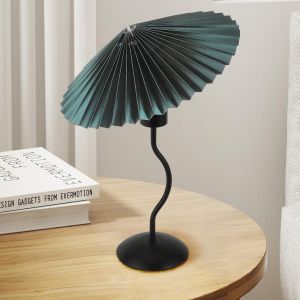 Kal-Lampe De Table Plissée Vintage Lampe De Chevet En Tissu Lampe De Table Adaptée Pour Chambre À Coucher, Salle D'étude, Salon, Chambre D'enfants, Bureau. Avec Culot E27, 33 Cm X 45 Cm - Neuf