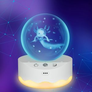 Cadeau Axolotl, Boule De Cristal Pour Enfants Avec Base De Lampe Led, 70mm(2.75 Inch) Transparent En Verre Pour Les Cadeaux D'anniversaire Des Enfants, Cadeau D'anniversaire Et D'anniversaire - Neuf