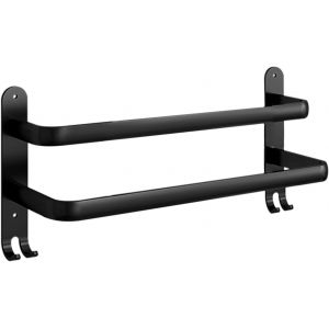 Porte Serviette Salle De Bain Barres Porte-Serviettes Porte Serviette Murale À 2 Niveaux Avec Crochets,Pour La Cuisine,La Salle De Bain,Les Toilettes,Le Bureau De Lhôtel (Noir,40cm) - Neuf