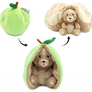 Les D&Eacute;GLINGOS Doudou Gadget Le Lapin/Carotte - Lapin Cache-Cache r&eacute;versible - Peluche Toute Douce pour b&eacute;b&eacute; - Id&eacute;es Cadeaux de NaissanceOrange et Blanc - Neuf