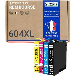 Marque fran&ccedil;aise - 604XL - 4 Cartouches d'encre Compatibles avec Epson 604 XL Ananas - pour Epson Expression Home XP-2205 XP-3205 XP-4205 Workforce WF-2910 WF-2930 (1 Noir et 3 Couleur) - Neuf