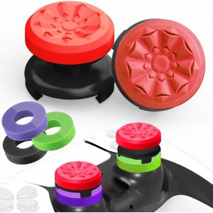Thumbsticks Grip Joystick PS5 - FPS Capuchons Joystick PS5 & PS4 Accessoires Manette PS4 5 Set, 2 Controller Thumb Grip + 3 Anneaux de Pr&eacute;cision Grips &agrave; Aide avec Viser, R&eacute;duire Pouce Fatigue - Neuf