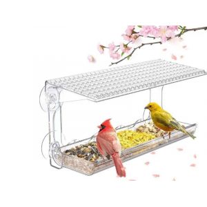 Mangeoire &Agrave; Oiseaux Transparente Avec Ventouses Et Plusieurs Plateaux D'alimentation Pour L'observation Des Oiseaux En Ext&eacute;rieur - Neuf