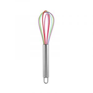 Ensemble de 1 fouet en silicone multicolore avec poignées en acier inoxydable, batteur à lait et à ?ufs, fouet ballon pour mélanger, fouetter, battre et remuer (DN-KW-WK3C) - Neuf