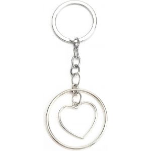 Kal-Porte-Cl&eacute;s En M&eacute;tal Argent&eacute; Avec Breloque En Forme De Coeur Et De Cercle, Porte-Cl&eacute;s D'amiti&eacute; Tendance, Cadeau Pour Enseignantes, Amies, Remise De Dipl&ocirc;me Et Remerciements - Neuf