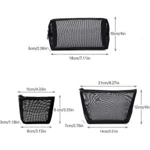 Trousse De Toilette De Voyage Lot De 3 Portable,Trousse De Toilette En Maille L&eacute;g&egrave;rement Transparente,Sac &Agrave; Cosm&eacute;tiques Fermeture &Eacute;clair M - Neuf