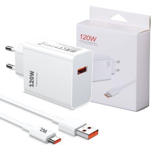 JGD-Chargeur Xiaomi 120W, c&acirc;ble de Charge (2m), Chargeur Rapide, Bloc d'alimentation, Chargeur Rapide pour Xiaomi 15 Ultra 14T 13T 12T 11T Pro, Redmi Note 14 5G 13 12 Pro, Poco F6 Poco X7 Poco F4 - Neuf