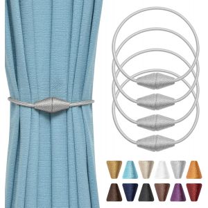 Ensemble De 4 Magnetiques Embrasses De Rideaux 46 Cm (Gris) - Neuf