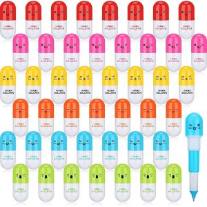 48 Pi&egrave;ces Mini Stylos &Agrave; Bille R&eacute;tractables, 6 Mod&egrave;les Visage Souriant Forme De Pilule Stylo &Agrave; Bille Faveur De Dessin Anim&eacute; Mignon Pour L'&Eacute;cole Maternelle Home Write - Neuf