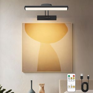 Subzonal-Lampe Murale &Agrave; T&eacute;l&eacute;commande&iquest;Eclairage D'un Tableau Led Sans Fil&iquest;T&ecirc;te D'&eacute;clairage Led Rotative Avec Minuterie,Lampe D'image &Agrave; Bras Pivotant &Agrave; 180 &deg;Pour La Fresque Et Les Fl&eacute;chettes.&iquest;Noir 32cm - Neuf