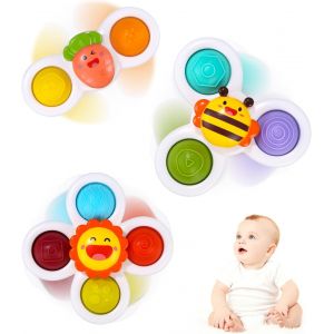 ERYI-3 Pièces Jouets Tournants,Jouet À Ventousejouets De Bain Ventouse Spinner Bébé (1-3 Ans) Jouets Jouet Sensoriel Pour Bébé Jouet De Bain Rotatif Jouet Piscine Pour Bebe Jouet D'Éveil - Neuf