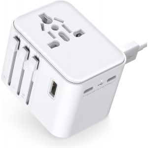 KALANKA-Adaptateur Prise Universelle Adaptateur Voyage avec 2 Ports USB A et 2 Ports Type CFrance vers USA Canada UK Italie Australie Chine Japon ThaïlandePrise Universelle Voyage (White) - Neuf
