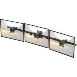 CHECARZHN--NO1-Support Mural Ecran Pc Pour 3 Ecran De 17 À 32 Pouces, Inclinable Et Pivotant, Vesa 75X75/100X100Mm, . 7 Kg Par Écran, Noir - Neuf