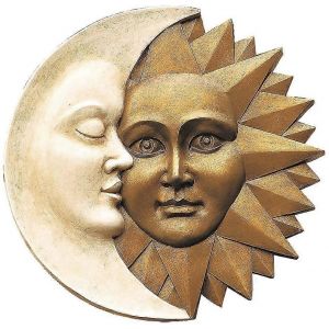 Harmonie c&eacute;leste soleil et lune sculpture murale ext&eacute;rieure,12 pouces-bon - Neuf