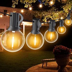 Guirlande Guinguette Extérieur 30m, Guirlande Lumineuse Exterieure Avec 50+2 G40 Led Ampoules Ip45 Imperméable, Blanc Chaud Chaîne Lumiere Exterieur Pour Terrasse, Mariage, Noël - Neuf