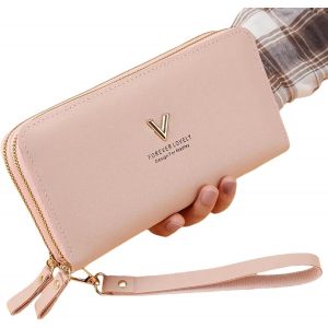 Portefeuilles Long Portefeuille Pour Femmes Portefeuille Pour Femmes Fringe Coin Wallet Porte - Cartes Portefeuille Double Zip Pu Cuir Sac &Agrave; Main-B - Rose - Neuf