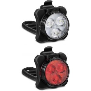 Ensemble D'éclairage De Vélo Rechargeable À L'avant Et À L'arrière Super Bright Led Éclairage De Vélo 4 Lumières Ipx4 Étanche 2 Câbles Usb - Neuf